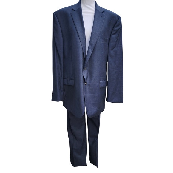 Lauren Ralph Lauren Wool Navy Blue Glen Plaid 2 Piece...